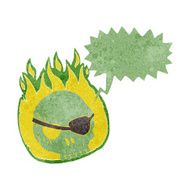 cartoon skull with eye patch speech bubble N2