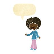 cartoon happy woman with speech bubble N2