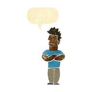 cartoon sulking man with speech bubble