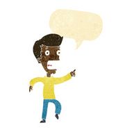 cartoon terrified man with speech bubble N3