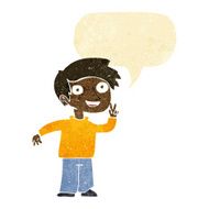 cartoon boy posing for photo with speech bubble