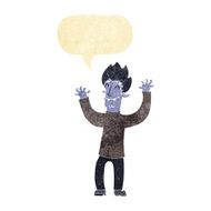 cartoon happy vampire man with speech bubble N2