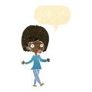 cartoon confused woman with speech bubble