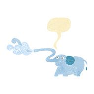 cartoon elephant squirting water with speech bubble