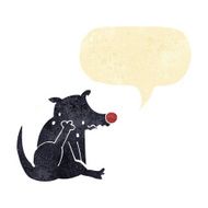 cartoon dog scratching with speech bubble