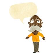 cartoon sad old man with speech bubble