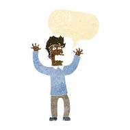 cartoon terrified man with speech bubble N4