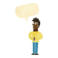 cartoon nervous man with speech bubble N2