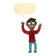 cartoon terrified man with speech bubble N5