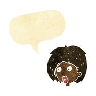 cartoon woman looking with speech bubble