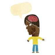 cartoon man with brain symbol speech bubble