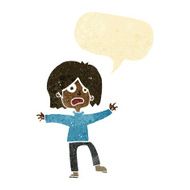 cartoon scared person with speech bubble