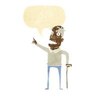 cartoon old man with walking stick speech bubble