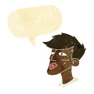 cartoon male model guy with speech bubble