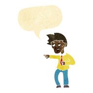 cartoon funny office man pointing with speech bubble
