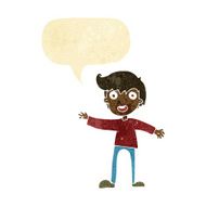 cartoon excited boy with speech bubble