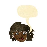 cartoon female face with speech bubble
