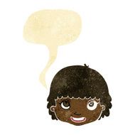cartoon happy female face with speech bubble N2