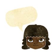 cartoon happy female face with speech bubble N3