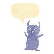 cartoon funny little alien with speech bubble