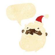 cartoon santa claus face with speech bubble