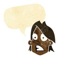 cartoon frightened face with speech bubble