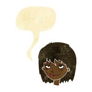 cartoon smiling woman with speech bubble