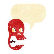 funny cartoon skull with speech bubble