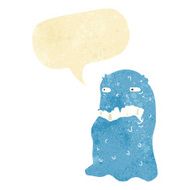 cartoon gross ghost with speech bubble