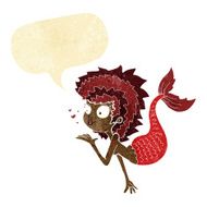 cartoon mermaid blowing a kiss with speech bubble