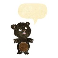 cartoon happy little black bear with speech bubble