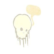 cartoon scary skull with speech bubble N2