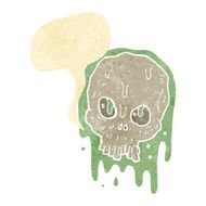 cartoon slimy skull with speech bubble