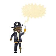cartoon legless pirate captain with speech bubble