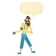 cartoon old man having heart attack with speech bubble