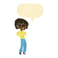 cartoon woman whistling with speech bubble