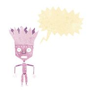 funny cartoon robot wearing crown with speech bubble