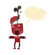 funny cartoon robot with open head speech bubble