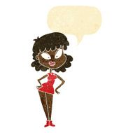 cartoon woman with hands on hips speech bubble N3