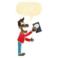 cartoon man with book speech bubble