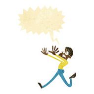 cartoon man running away with speech bubble