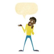 cartoon nervous man with speech bubble N4