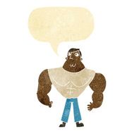 cartoon body builder with speech bubble