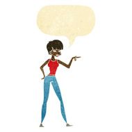 cartoon woman pointing with speech bubble N6