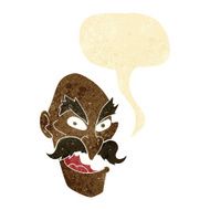 cartoon evil old man face with speech bubble