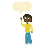 cartoon friendly boy waving with speech bubble