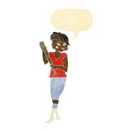 cartoon pretty punk girl with baseball bat speech bubble