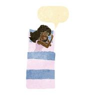 cartoon sleeping woman with speech bubble