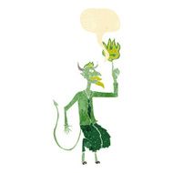 cartoon devil in shirt and tie with speech bubble