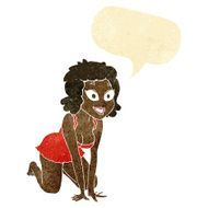 cartoon funny sexy woman with speech bubble